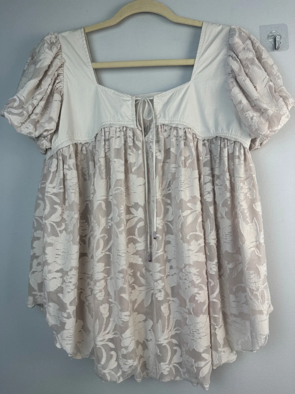 Free People Sunset to Sunrise Blouse in Champagne Dream Lace Babydoll Top Medium